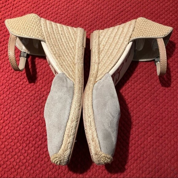 SAM EDELMAN Sz 10 Harmony Wedges Espadrille Light Beige Tan  Suede Shoes - Picture 7 of 9